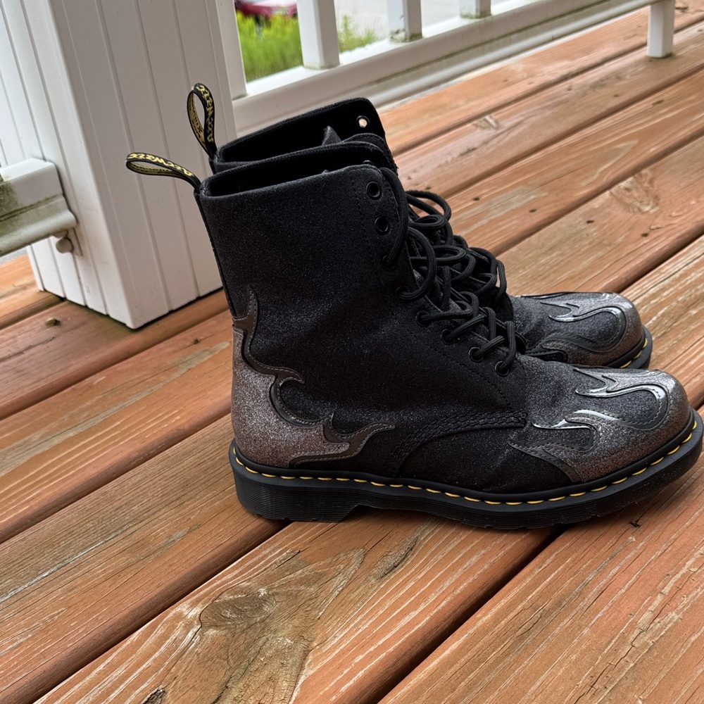 Rare Dr. Martens Black and Gray Ankle Boot